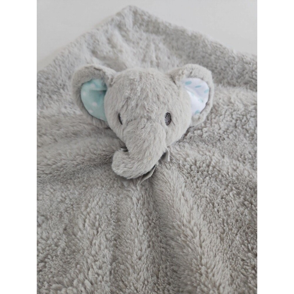 Kellytoy Gray Elephant Lovey Rattle Polka Dot Security Blanket Tabbed Edges
